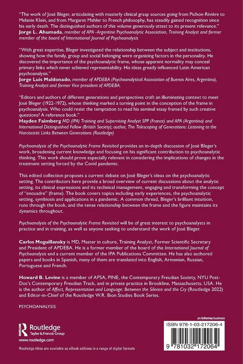 Produktbild: Psychoanalysis of the Psychoanalytic Frame Revisited