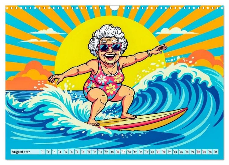 Produktbild: Oma rockt den Ruhestand - Lustiger Frauenkalender mit Humor (Wandkalender 2027 DIN A3 quer), CALVENDO Monatskalender