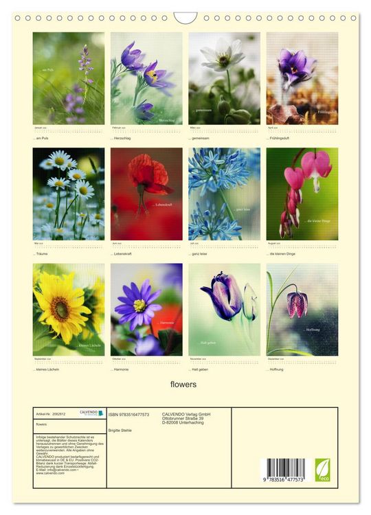 Produktbild: flowers (Wandkalender 2026 DIN A3 hoch), CALVENDO Monatskalender