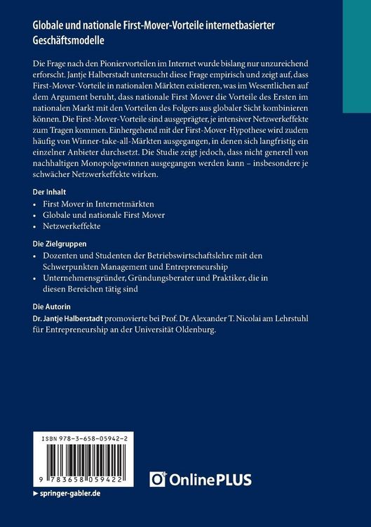Produktbild: Globale und nationale First-Mover-Vorteile internetbasierter Gesch&auml;ftsmodelle