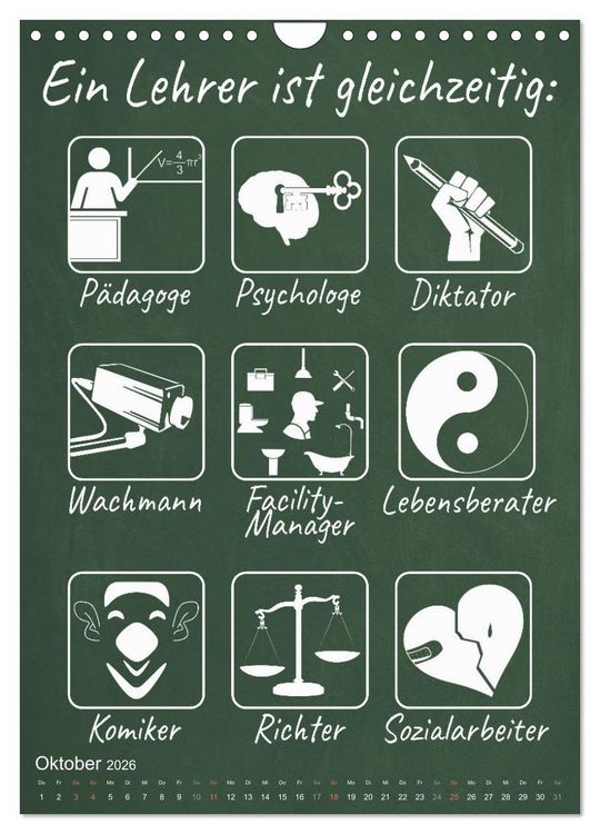Produktbild: Coole Lehrerspr&uuml;che (Wandkalender 2026 DIN A4 hoch), CALVENDO Monatskalender