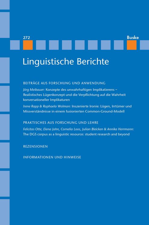 Produktbild: Linguistische Berichte Heft 272