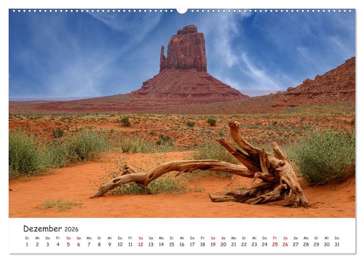Produktbild: Monument Valley - Faszinierende Westernkulisse in den USA (hochwertiger Premium Wandkalender 2026 DIN A2 quer), Kunstdruck in Hochglanz