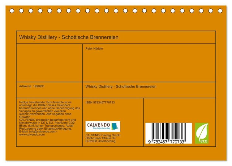 Produktbild: Whisky Distillery - Schottische Brennereien (Tischkalender 2026 DIN A5 quer), CALVENDO Monatskalender