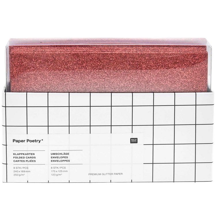 Produktbild: Karten- und Umschlagset Glitter,  8 Karten 250 g/