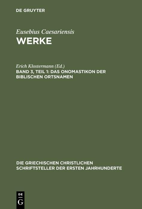 Produktbild: Das Onomastikon der biblischen Ortsnamen