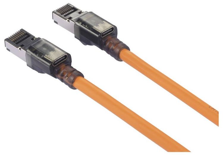 Produktbild: Renkforce RJ45 Patchkabel CAT 6a S/FTP 5.00 m Orange Port-Finder-Funktion, Halogenfrei, Flammwidrig 1 St.