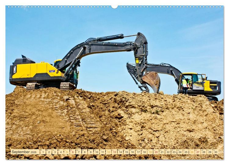 Produktbild: Bagger - kraftvolle Arbeitsmaschinen (hochwertiger Premium Wandkalender 2026 DIN A2 quer), Kunstdruck in Hochglanz