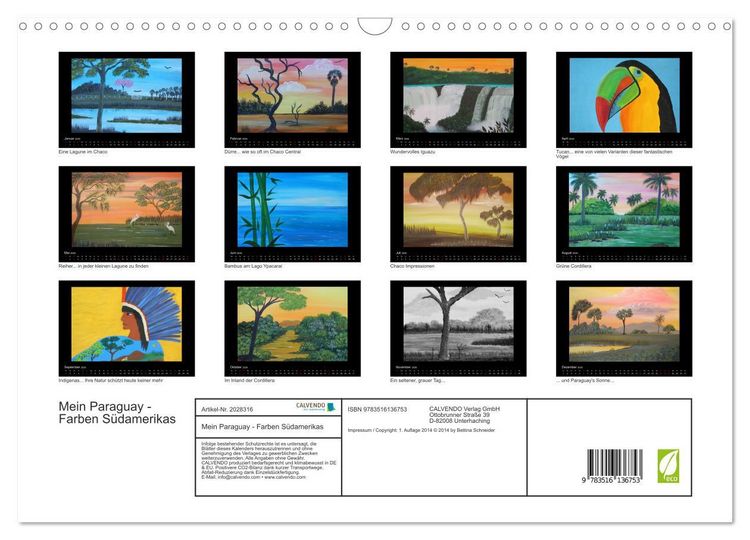 Produktbild: Mein Paraguay - Farben S&uuml;damerikas (Wandkalender 2026 DIN A3 quer), CALVENDO Monatskalender