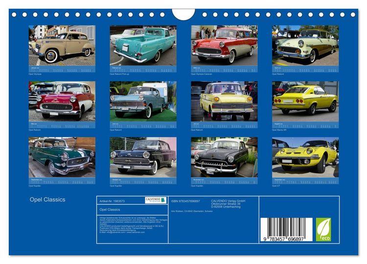 Produktbild: Opel Classics (Wandkalender 2026 DIN A4 quer), CALVENDO Monatskalender