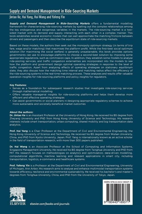 Produktbild: Supply and Demand Management in Ride-Sourcing Markets