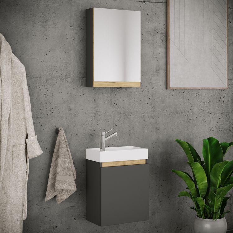 Produktbild: 3 tlg. H&auml;ngeschrank G&auml;ste-WC Waschbecken Softclose Cosila