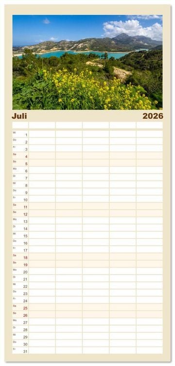 Produktbild: Familienplaner 2026 - Urlaubsparadies in Nordzypern mit 5 Spalten (Wandkalender, 21 x 45 cm) CALVENDO