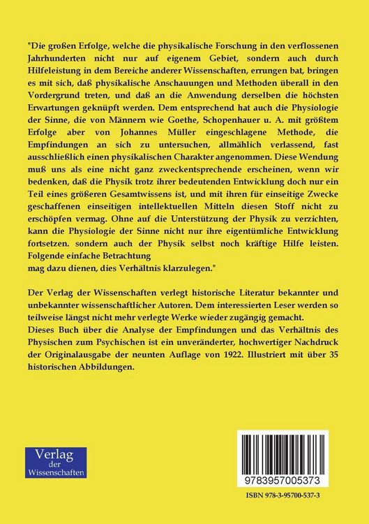 Produktbild: Die Analyse der Empfindungen