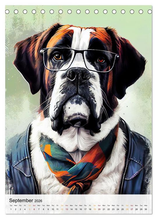 Produktbild: Hipster Dogs (Desk Calendar 2026 DIN A5 portrait), CALVENDO 12 Month DeskCalendar