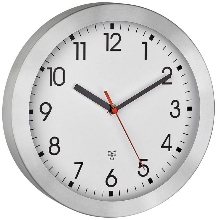 Produktbild: TFA Dostmann 60.3546.02 Funk Wanduhr 25cm x 40mm Aluminium (geb&uuml;rstet)