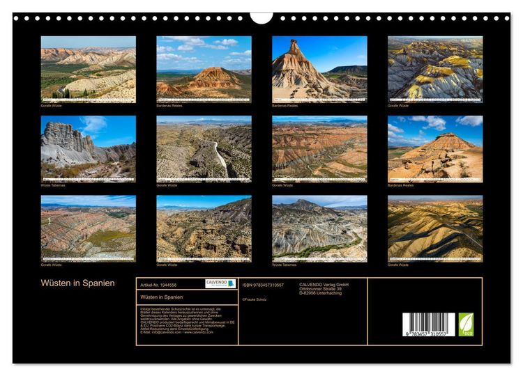 Produktbild: W&uuml;sten in Spanien (Wandkalender 2026 DIN A3 quer), CALVENDO Monatskalender