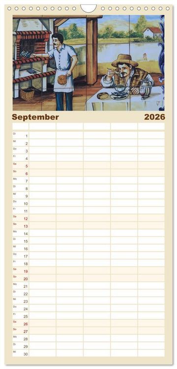 Produktbild: Familienplaner 2026 - Azulejos - Portugals beliebte Kachel Kunst mit 5 Spalten (Wandkalender, 21 x 45 cm) CALVENDO