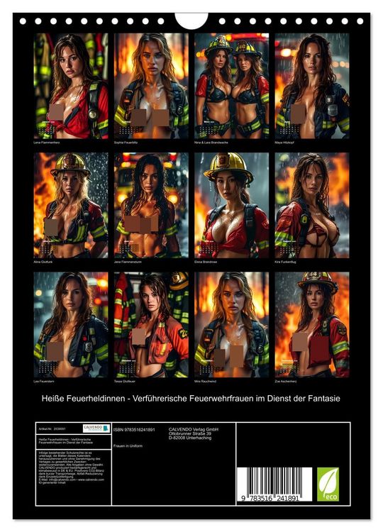 Produktbild: Hei&szlig;e Feuerheldinnen - Verf&uuml;hrerische Feuerwehrfrauen im Dienst der Fantasie (Wandkalender 2026 DIN A4 hoch), CALVENDO Monatskalender
