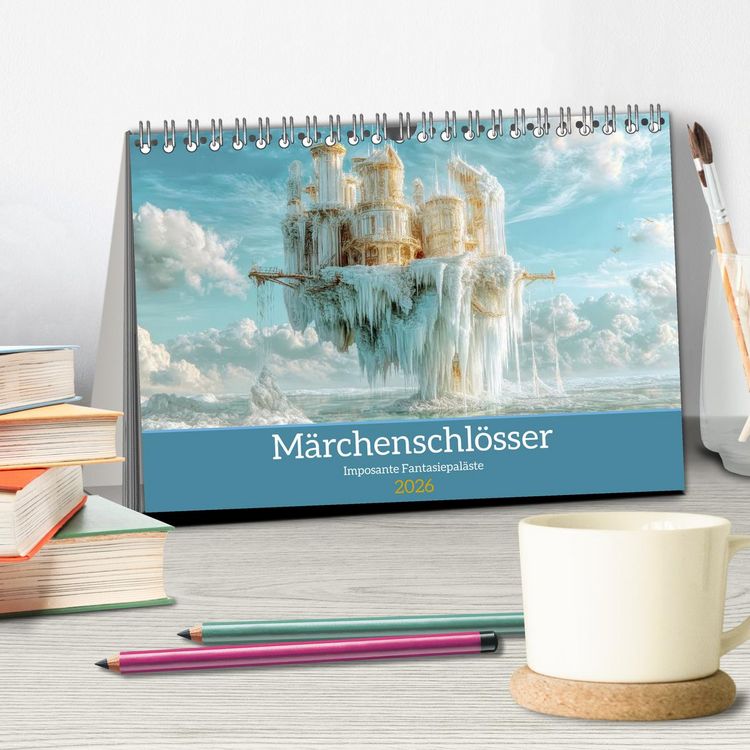 Produktbild: M&auml;rchenschl&ouml;sser - Imposante Fantasiepal&auml;ste (Tischkalender 2026 DIN A5 quer), CALVENDO Monatskalender