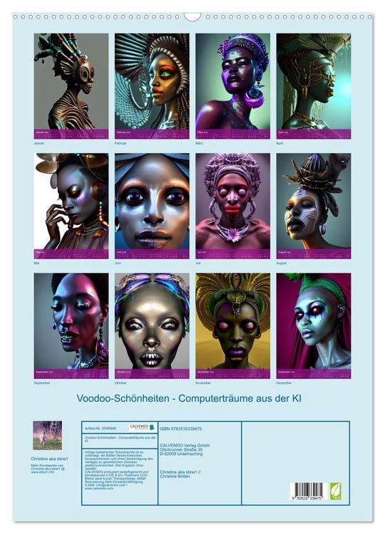 Produktbild: Voodoo-Sch&ouml;nheiten - Computertr&auml;ume aus der KI (Wandkalender 2026 DIN A2 hoch), CALVENDO Monatskalender