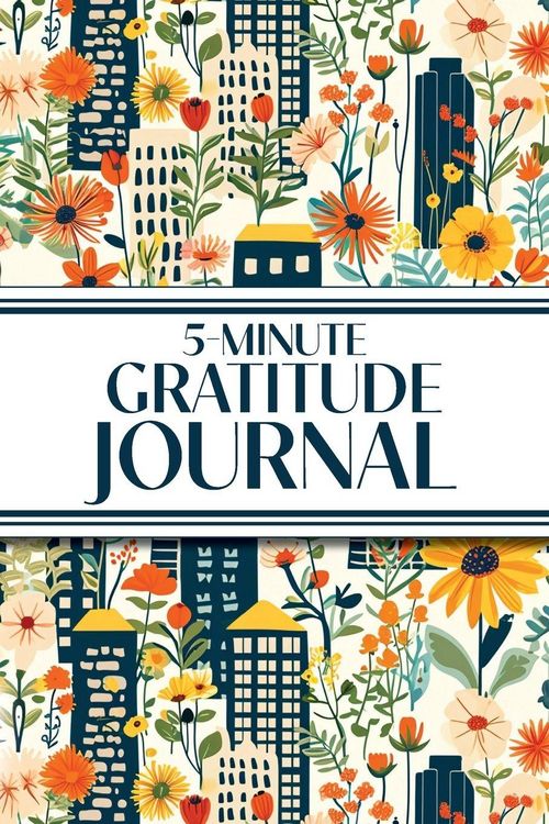 Produktbild: 5-Minute Gratitude Journal (Blue Cityscape with Yellow Sunflowers & Wildflowers)