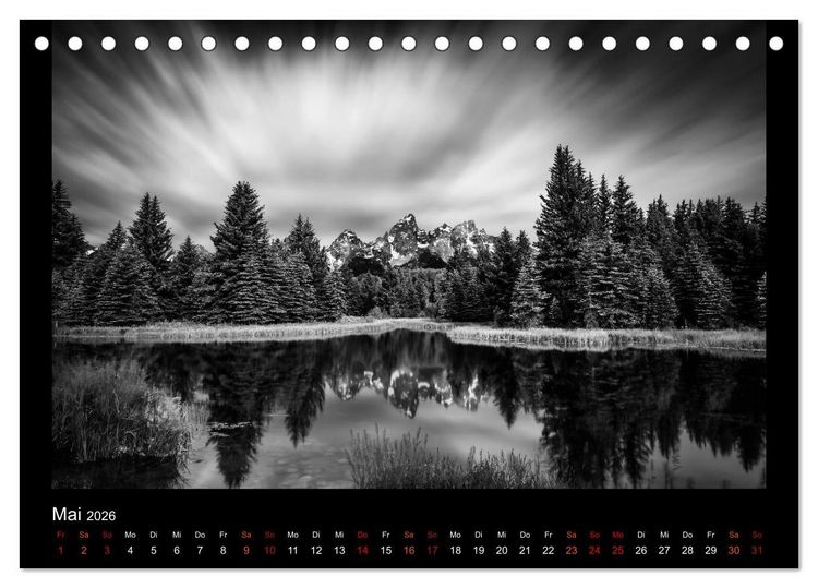 Produktbild: Soultouch - Schwarzwei&szlig; Landschaften, die die Seele ber&uuml;hren (Tischkalender 2026 DIN A5 quer), CALVENDO Monatskalender