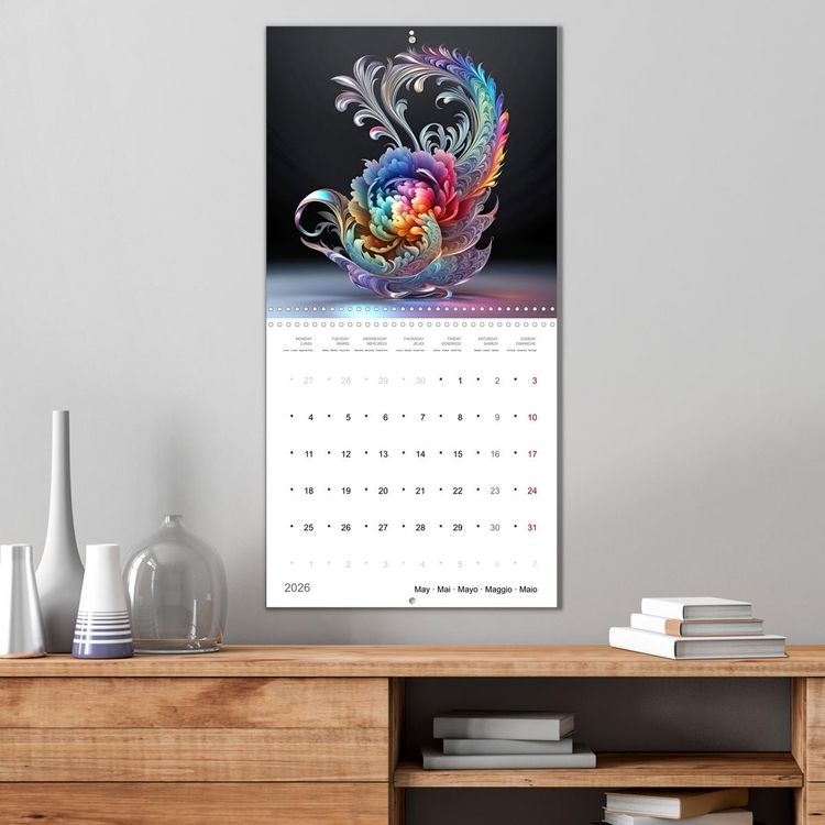 Produktbild: Fleurs en verre color&eacute; (Calendrier mural carr&eacute; 2026 30x30 cm) Calendrier double avec une page pour vos prises de notes