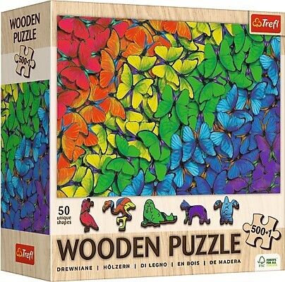 Produktbild: Holz Puzzle 500+1 - Regenbogen Schmetterlinge