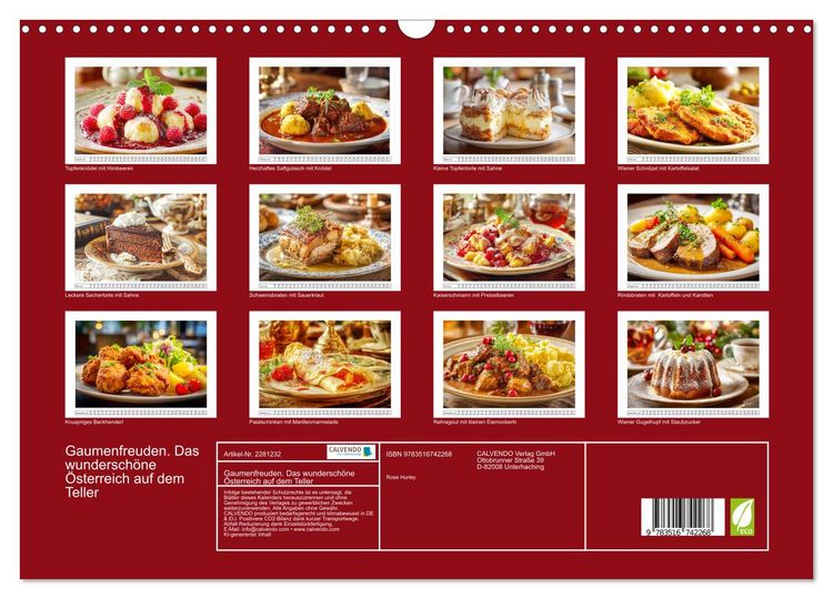 Produktbild: Gaumenfreuden. Das wundersch&ouml;ne &Ouml;sterreich auf dem Teller (Wandkalender 2026 DIN A3 quer), CALVENDO Monatskalender