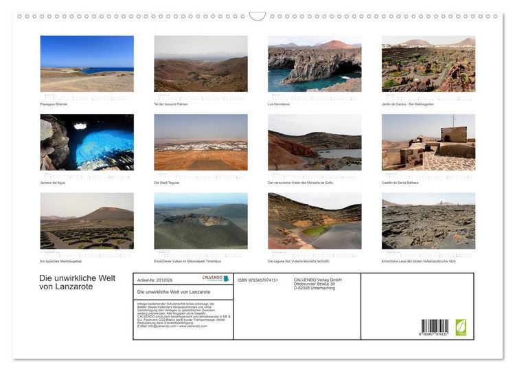 Produktbild: Die unwirkliche Welt von Lanzarote (Wandkalender 2026 DIN A2 quer), CALVENDO Monatskalender