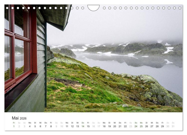 Produktbild: Norwegen Kalender - Wilde H&uuml;tten in den Bergen (Wandkalender 2026 DIN A4 quer), CALVENDO Monatskalender