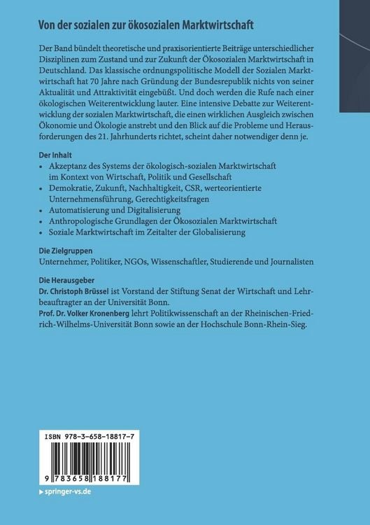 Produktbild: Von der sozialen zur &ouml;kosozialen Marktwirtschaft