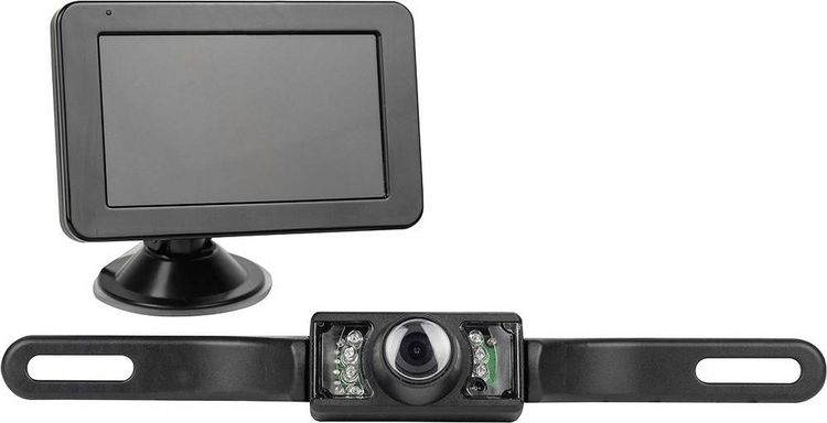 Produktbild: Eufab Funk-R&uuml;ckfahrvideosystem Abstandshilfslinien Saugfu&szlig;, Kennzeichenhalter Schwarz