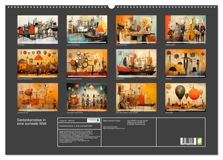 Produktbild: Gedankenreise in eine surreale Welt (Wandkalender 2026 DIN A2 quer), CALVENDO Monatskalender