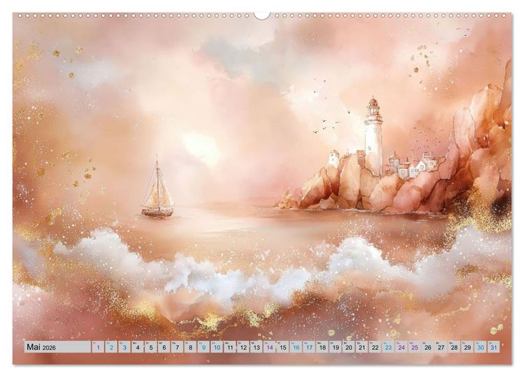 Produktbild: Segeltr&auml;ume und Leuchtturmlichter (hochwertiger Premium Wandkalender 2026 DIN A2 quer), Kunstdruck in Hochglanz