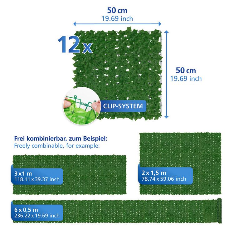 Produktbild: Sichtschutzmatte Efeu 3x1m, gr&uuml;n, Kunststoff, 100x300 cm, pflegeleicht und wetterbest&auml;ndig