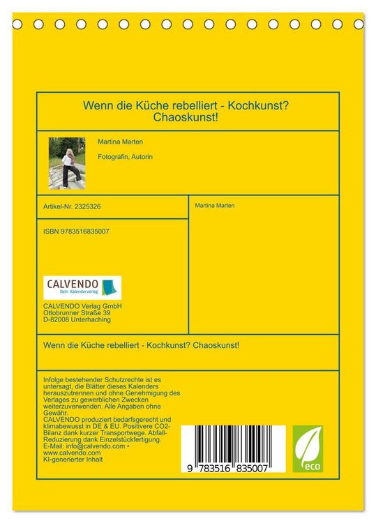 Produktbild: Wenn die K&uuml;che rebelliert - Kochkunst? Chaoskunst! (Tischkalender 2027 DIN A5 hoch), CALVENDO Monatskalender