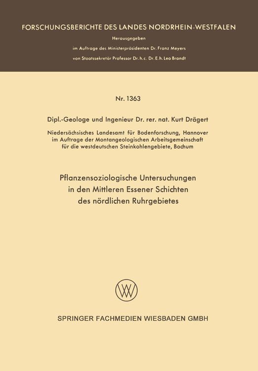 Produktbild: Pflanzensoziologische Untersuchungen in den mittleren Essener Schichten des n&ouml;rdlichen Ruhrgebietes