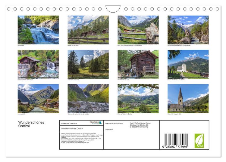 Produktbild: Wundersch&ouml;nes Osttirol (Wandkalender 2026 DIN A4 quer), CALVENDO Monatskalender