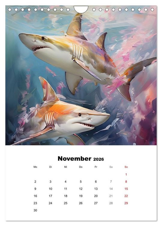 Produktbild: Tanz der Haie. Aquarelle von den K&ouml;nigen der Meere (Wandkalender 2026 DIN A4 hoch), CALVENDO Monatskalender