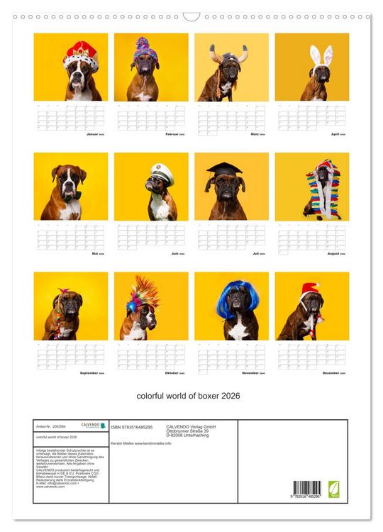 Produktbild: colorful world of boxer 2026 (Wandkalender 2026 DIN A2 hoch), CALVENDO Monatskalender