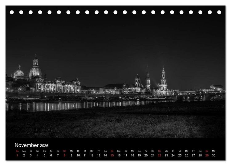 Produktbild: Dresden - Elbflorenz bei Nacht (Tischkalender 2026 DIN A5 quer), CALVENDO Monatskalender