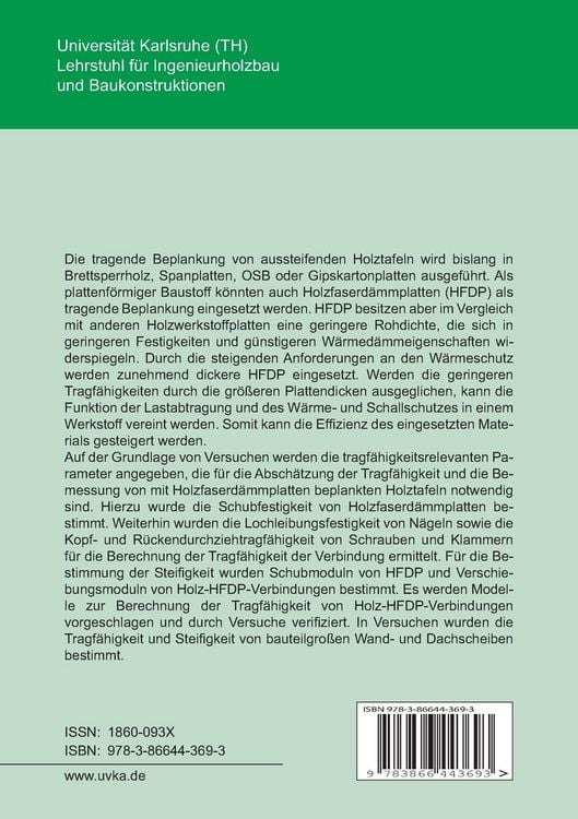Produktbild: Holzfaserd&auml;mmplatten - Trag- und Verformungsverhalten in aussteifenden Holztafeln