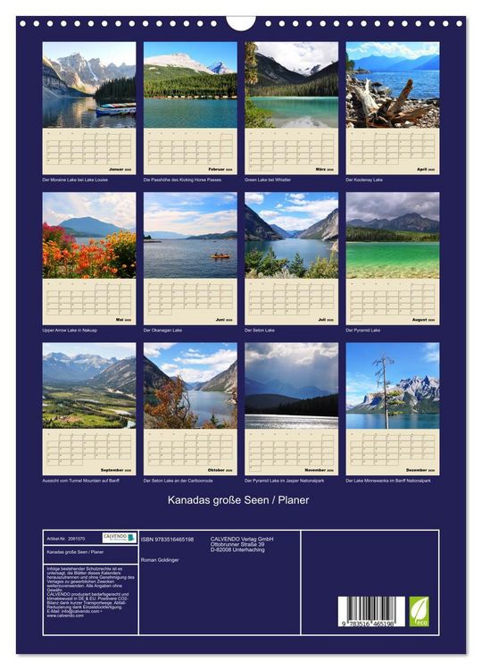 Produktbild: Kanadas gro&szlig;e Seen / Planer (Wandkalender 2026 DIN A3 hoch), CALVENDO Monatskalender