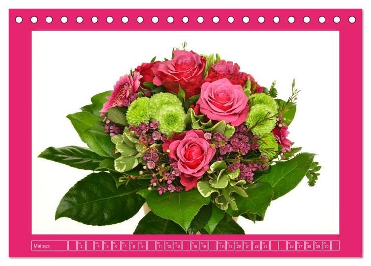 Produktbild: F&uuml;r jeden Monat ein Dankesch&ouml;n an Dich! - 12 Blumenstr&auml;u&szlig;e (Tischkalender 2026 DIN A5 quer), CALVENDO Monatskalender