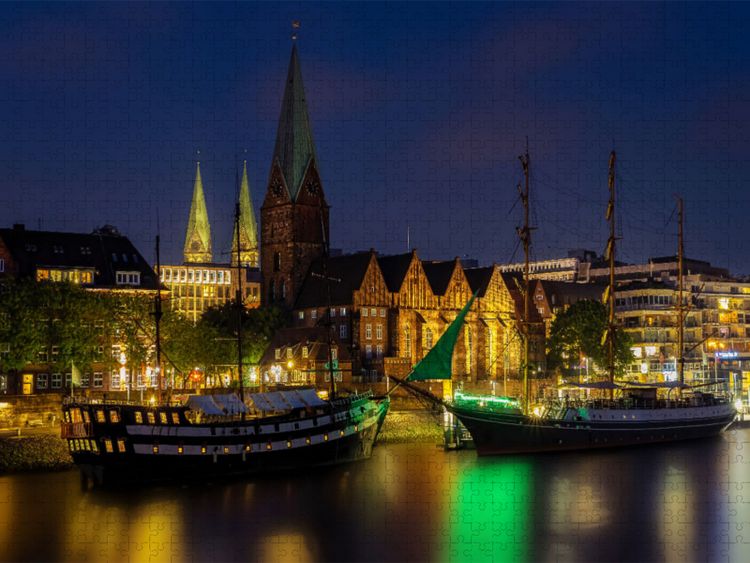 Produktbild: CALVENDO Puzzle Uferpromenade Schlachte - Bremen | 1000 Teile Lege-Gr&ouml;&szlig;e 64x48cm Foto-Puzzle f&uuml;r gl&uuml;ckliche Stunden