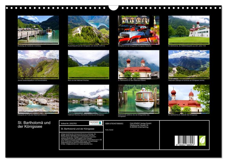 Produktbild: St. Bartholom&auml; und der K&ouml;nigssee (Wandkalender 2026 DIN A3 quer), CALVENDO Monatskalender