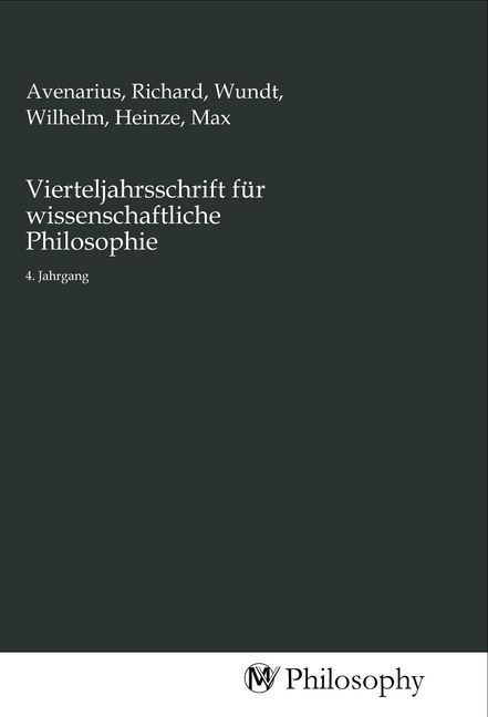 Produktbild: Vierteljahrsschrift f&uuml;r wissenschaftliche Philosophie