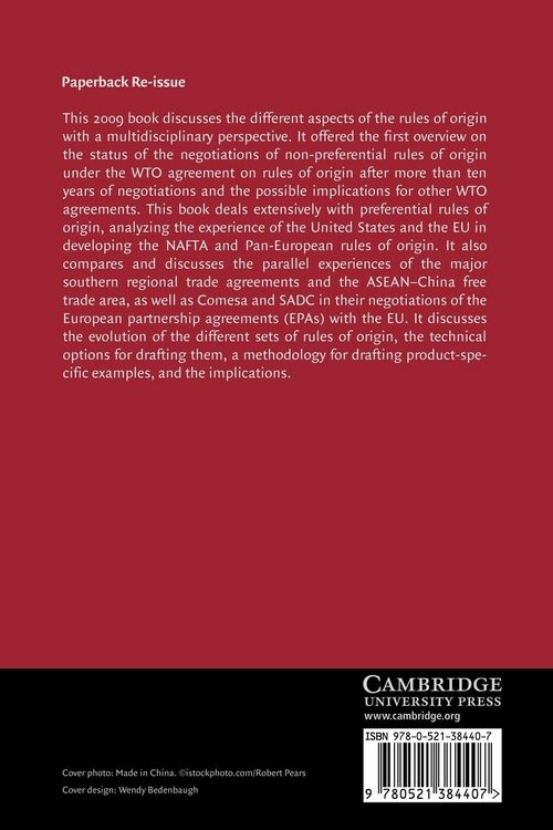 Produktbild: Rules of Origin in International Trade